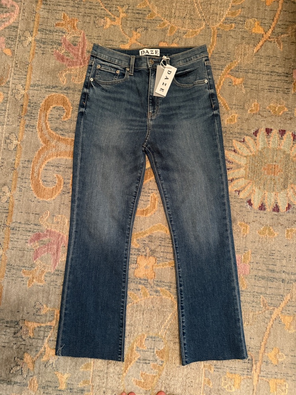 DAZE Denim Shy Girl High Rise Crop Flare Jeans in Influencer Wash